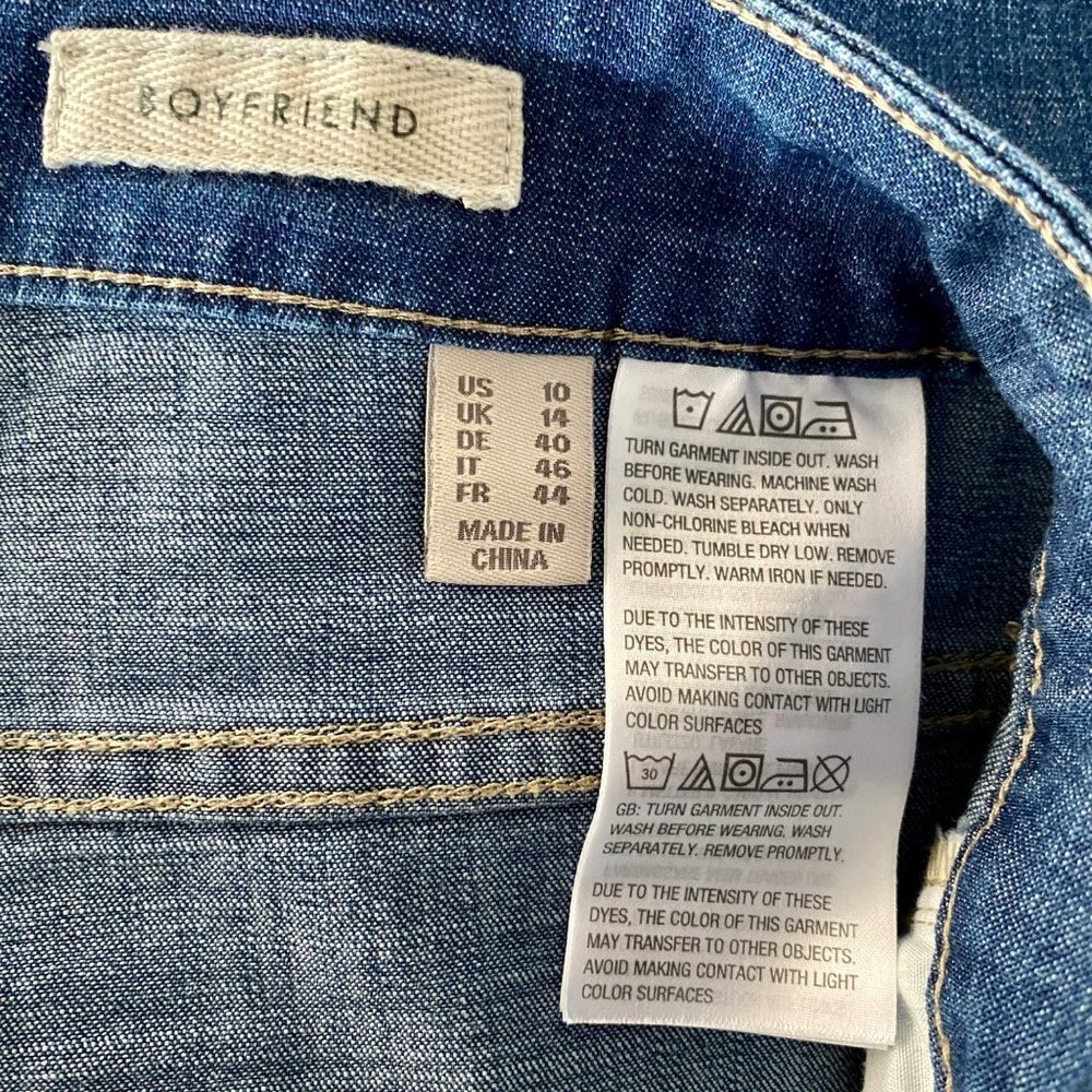 LOGO Lori Goldstein Boyfriend Wide Leg Cropped Chambray Denim Jeans 10 - Picture 9 of 12